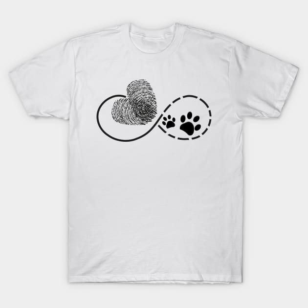 Eternity with finger print heart and dog paw print T-Shirt by GULSENGUNEL